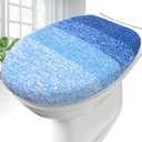 OLANLY Soft Microfiber Bathroom Toilet Lid Cover, Machine Washable Covers, 17.5x15, Stays in Place Rubber Backing, Fits Most Round, Elongated and Oblong Lids, Accessories Decor, Light Royal Blue