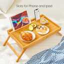 Pipishell Large Bed Tray Table with Folding Legs & Slot, Bamboo, Natural