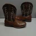 IUV Cowboy Boots For Men with Wide Square Toe Western Retro Boot Durable Classic Fashionable Embroidered Pull On Slip Resistant Boots (10, Dark Brown)