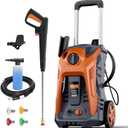 Electric Pressure Washer 4800PSI-Max 2.9GPM Pressure Washer with 25 FT Hose, 4 Quick Connect Nozzle,16.9 Oz Soap Tank Orange Cleaning for Pool, Patio, Car