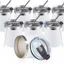 MEWAY 12oz/8Pack Coffee Mug With Lid, Insulated Stainless Steel Reusable Coffee Cup, Double Wall Durable Coffee Mug, Powder CoateFor Coffee, Beer, Home, Office(White,8 Pack)