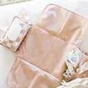 Tiny Twinkle Portable Diaper Changing Pad | Waterproof, Wipeable & Compact Baby Changing Pad for Travel | Smart Wipes Pocket & Organized Storage| Newborn Shower Gift (Beige Checkers)