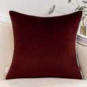 Yangest Wine Red Christmas Velvet Throw Pillow Cover with Gold Striped Leather Cushion Case Modern Luxury Pillowcase for Sofa Couch Bedroom Living Room Home Decor,20"x20"