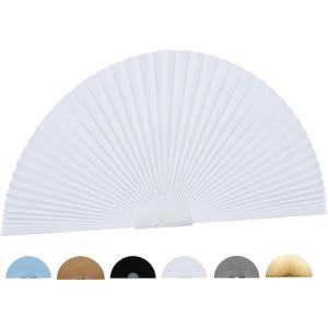 Jlong Arch Window Shade Curtains Half Circle Moon Pleated Fabric Blinds Semi Circle Temporary Light Filtering Pleated Paper Shades Half Round Window Covering Easy to Cut and Install