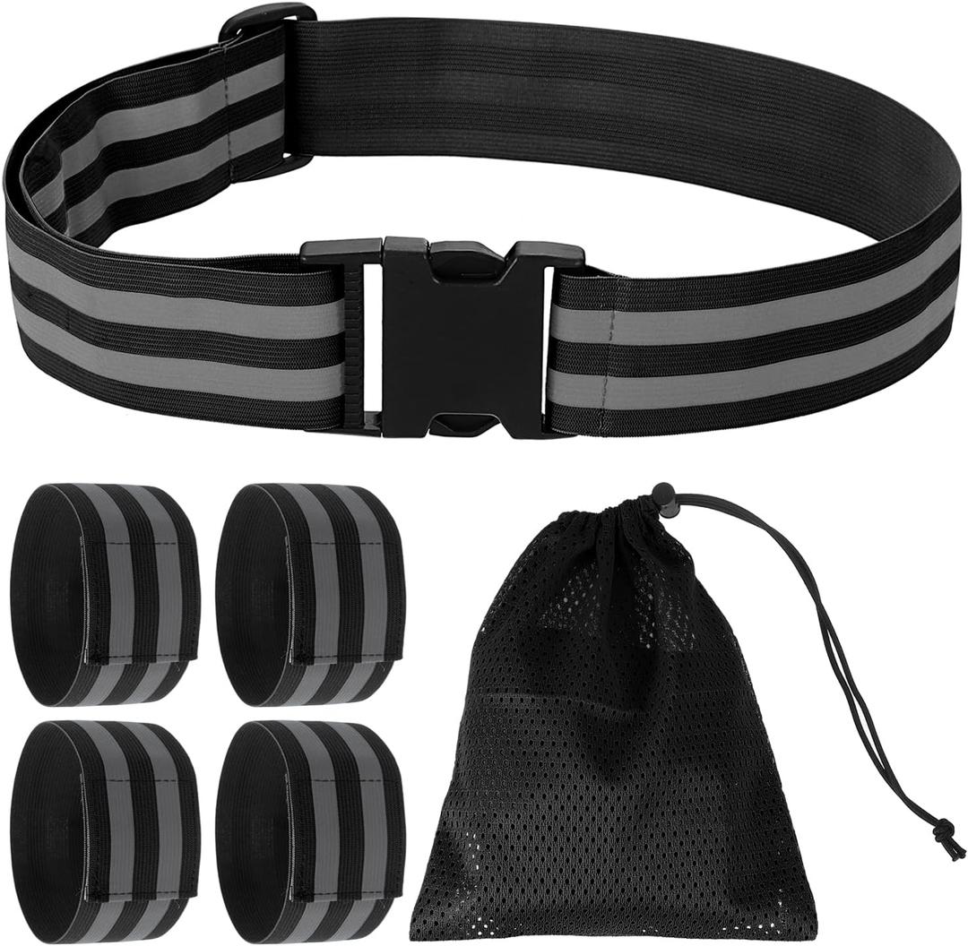 PATIKIL High Visibility Reflective Bands for Wrist Arm Ankle Leg, Adjustable Reflective PT Belt with Armbands & Storage Bag for Women Men Night Running Walking Cycling