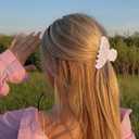 3 x 2 Pack Hair Claw Clips for Women Acrylic Claw Clips for Thick Hair Non-slip Clip for Hair Large Claws Hair Accessories for Women and GirlsWhite&Pink