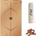 YOTTOY Yoga Mat,Non-Slip Hot Yoga Mat with Anti-Tear Design and Friendly Natural Rubber Mat with Strap and Bag (Cork Alignment Marks)