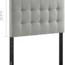 Modway Emily Tufted Button Linen Fabric Upholstered Twin Headboard in Gray