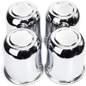 RTRHINOTUNING Pack of 4 3.74inch Push Through Wheel Center Caps Chrome Silver for Truck Wheels Rim Trailer