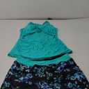 Daci Plus Size Tankini Swimsuit for Women - Two Piece Tummy Control Bathing Suit Tankini Top with Two Pockets Shorts (Aqua and Blue Floral), Size: XL