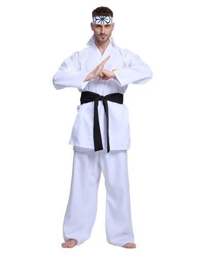 Mahoon Karate Costume for Adult, Deluxe Karate Uniform Set with Belt & Headband for Halloween Party Cosplay Outfit 2XL/3XL