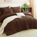 CozyLux King Size Comforter Set Brown, 7 Pieces Bed in a Bag King Comforter Set with Sheets, Luxury Soft Bedding Sets with Down Alternative Comforter, Fitted Sheet, Flat Sheet, Pillowcases & Shams