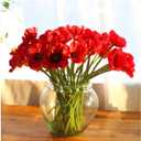 10 PCS High Quaulity Fresh Artificial Mini Real Touch PU/ latex Corn Poppies Decorative Silk fake artificial poppy flowers for Wedding holiday Bridal Bouquet Home Party Decor bridesmaid (Red)