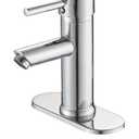 Bathroom Faucets 1 Hole, Single Handle One Hole Bathroom Sink Faucet, Commercial Deck Mount Lavatory Vanity Faucet with Cover Plate and Supply Line, Chrome (Short)