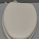 Mayfair Padded Toilet Seat, Cushioned Soft Vinyl over Wood Core Seat, Secure Hinges, Easy Clean, Made in USA, Elongated, Bone