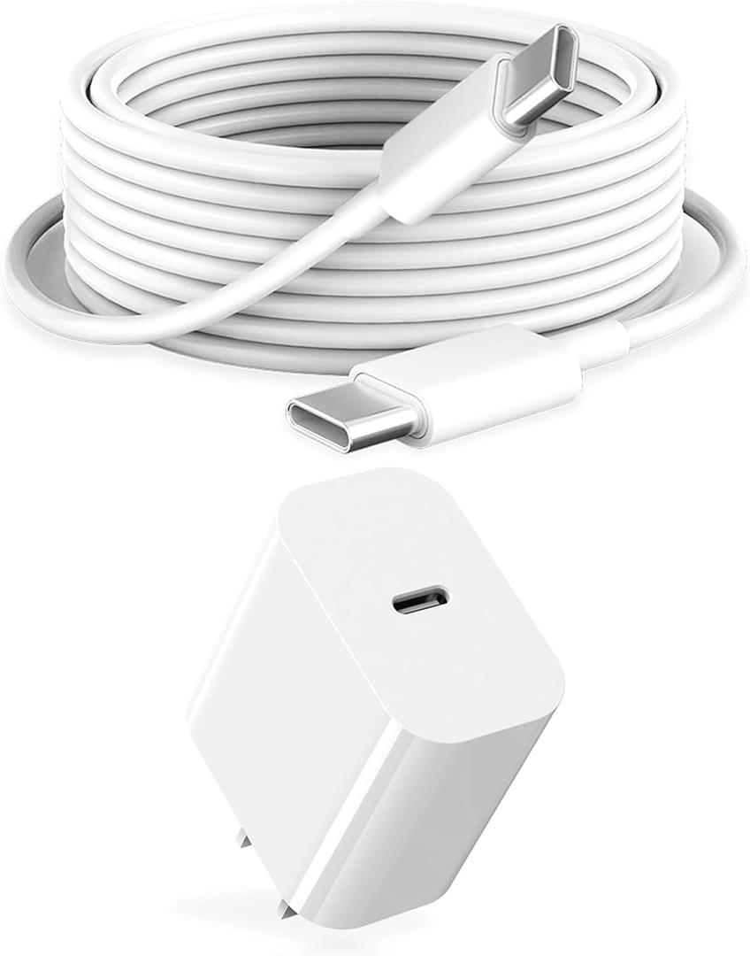 iPad Charger Fast Charging 6ft USB-C Cable & 20W USB-C Charger Block 1-Pack for Apple iPad A16/11th/10th/Pro 13/12.9/11/Air/Mini A17 Pro, iPhone 17/16/15 Series, White