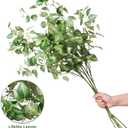 HyeFlora 5PCS Artificial Eucalyptus Leaves Stem Plants for Spring Decor, 32.7 inch Fake Leaves Greenery Branches Green Shrubs Silk Faux Foliage DIY Stems for Festival Home Kitchen Farmhouse(Green)