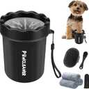 Professional 7 in 1 Dog Paw Cleaner for Dogs & Cats - Includes 1 Portable Paw Washer, 1 Bath Brush, 2 Dog Toothbrushes and 3 Absorbent Towels Note: Fits Paws up to 2 Inches Wide (Small, Black)