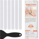 Non Slip Bathtub Stickers, 24 PCS Shower Stickers for Safety Bathroom Tubs, Bathtub Non Slip Stickers and Adhesive Decals Scraper for Bath Tub, Shower Floor, Stairs, Ladders(Clear)