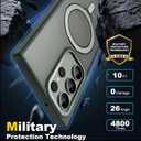 for Samsung Galaxy S23 Ultra Case with Magnetic Invisible Ring Stand, Compatible with MagSafe, Military Drop Protection Translucent Matte S23 Ultra Phone Case for Men and Women, Green