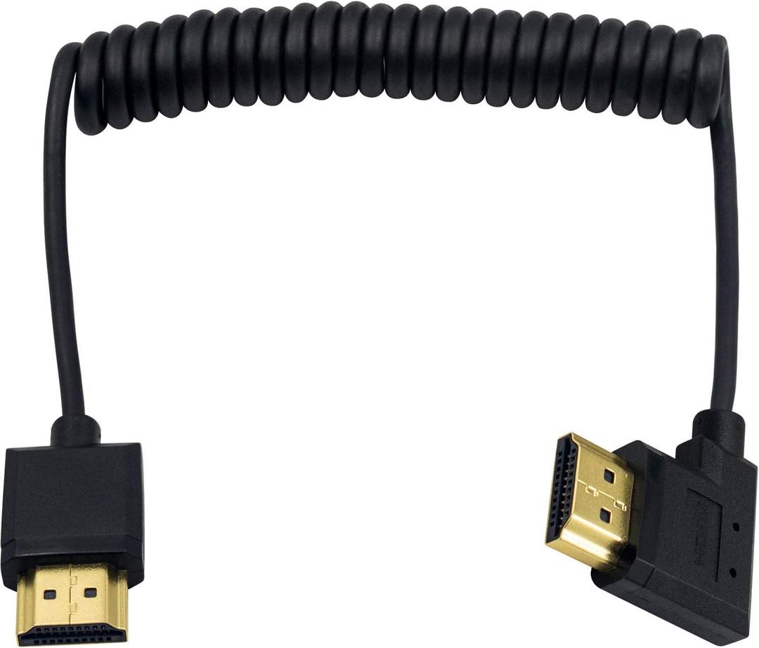 Duttek 4K Coiled HDMI Cable 1FT-4FT, Right Angled HDMI Male to Male Extender Cable for 3D and 4K Ultra HD TV Stick