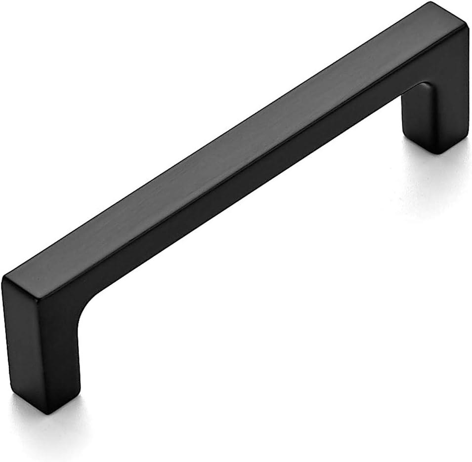 Ravinte 1 Pack Solid 3-3/4 Inch Kitchen Square Cabinet Handles Matte Black Pulls Drawer Pulls Kitchen Cabinet Hardware Flat Black Handles