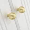 Lardmon 10 Pack Brushed Gold Cabinet Knobs Drawer Knobs 1 Inch(25mm) Diameter Modern Single Hole Cabinet Pulls Solid Kitchen Knobs Cabinet Handles Heavy Duty Kitchen Hardware for Dresser
