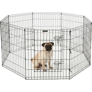 Dog Playpen - Foldable Metal Exercise Puppy Play Pen with 8 24x30in Panels - Indoor/Outdoor Pen with Door for Dogs, Cats or Small Animals 
