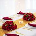 BLOSMON Flower Balls Wedding Rose Centerpieces: 2 Pcs Crimson Red Fake Flowers Kissing Balls Decor - Artificial Silk Roses Floral Arrangement Home Party Table DIY Decorations