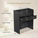 Reception Desk with Counter, Modern Black Reception Desk with Drawers, Front Retail Counter for Checkout, Lobby, Beauty Salon, Home Office