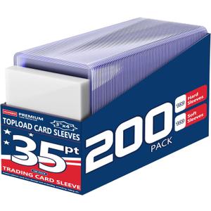 200 Card Sleeves - 3"x4" Hard Plastic Top Loaders for Cards - Trading Card Sleeve & Baseball Card Holder - Premium Topload Ablum Photocard Holder for Sports, Game & Kpop Cards (100Soft+100Hard)