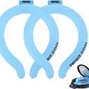 2Pack Neck Cooling Tubes with Insulated Cooler Bag - Reusable Ice Neck Cooler for Hot Weather, Hands Free Cooling Ring, Chill Relief for Men & Women, Outdoor, Indoor, Sports, Travel (Blue*2, Large)