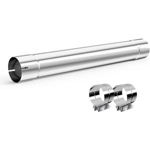 4 Inch Exhaust Pipe, 4'' Stainless Steel Straight Exhaust Pipe, 30" Length 4'' Muffler Replacement Pipe with Two Lap Joint Band Clamps