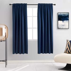 DONREN 72 Inch Length Navy Blue Blackout Curtains -Thermal Insulated Energy Efficient Curtains for Bedroom,Set of 2 Panels,W 42 x L 72, Navy Blue 