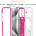 KCJ Compatible with iPhone 15 Pro Case with[2×Screen Protectors+1xCamera Lens Protector][Ring Stand] Tough Rugged Heavy Duty Case for iPhone 15 Pro 6.1"
