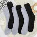 Mens Fuzzy Socks, Warm Winter Fluffy Cozy Slipper Fleece Socks for Men (Large, B-grey(3 Pairs)& Black(3 Pairs))