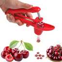 Cherry Pitter, Stainless Steel Cherries Corer Pitter Tool with Hand-held Push Design. Easy to Use for Making Cherry Jam - Pit Cherry with Ease, Saving Time & Space with Lock Design. (red)