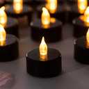 Tea Lights Battery Operated Candles LED Tea Lights Flameless Candles 200+ Hours Flickering Fake Tealights for Halloween, Christmas Home Table Decor(Black, 24 Pack)