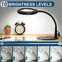 IVMAIE 10X Magnifying Glass with Light, Real Glass Lens, 5 Color Modes Dimmable, Flexible Gooseneck Lighted Magnifier with Stand, LED Desk Lamp Hands Free for Crafts Painting Sewing Reading Close Work