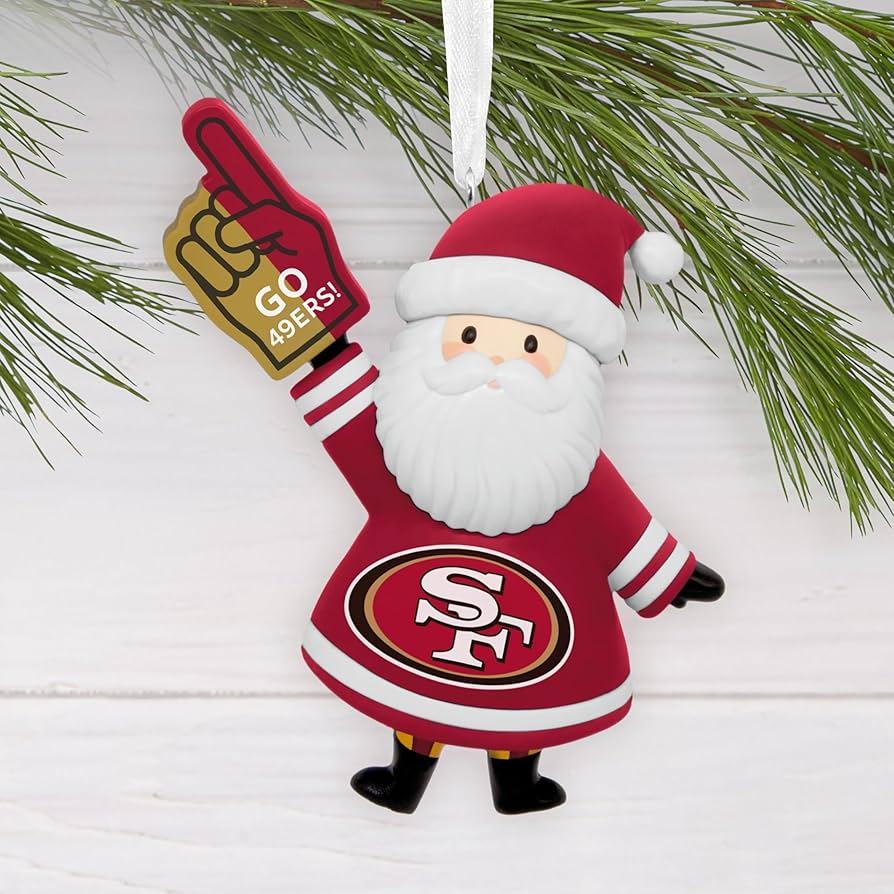 Hallmark NFL San Francisco 49ers Santa Fan Christmas Ornament, Gifts for Sports Fans