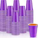 Lounsweer 100 Pcs Graduation 16 oz Disposable Party Cups Plastic Heavy Duty Drinking Water Cups for Birthday Baby Shower Wedding BBQ Picnic Party Supplies(Purple)