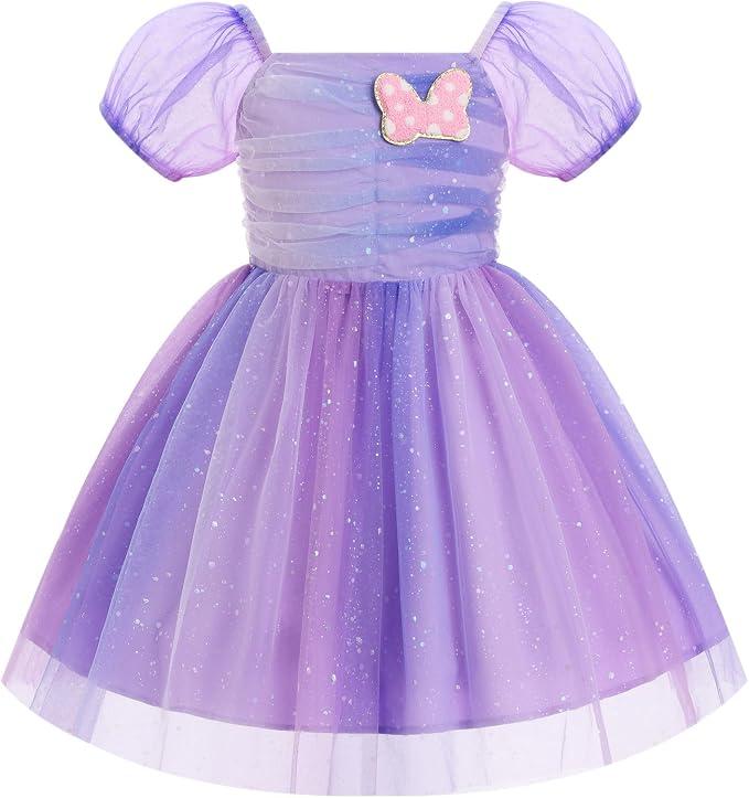 Toddler Girls Birthday Party Dress Sparkly Mesh Embroidery Tutu Dress Cake Crush Formal Dresses Purple 18-24 Months