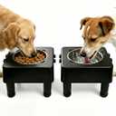 Elevated Dog Bowl Stand, Raised Dog Feeder with Adjustable Height 3.4" to 13.4", Non-Slip Pet Feeding Station Includes 227oz Stainless Steel Bowls for Small & Medium Dogs