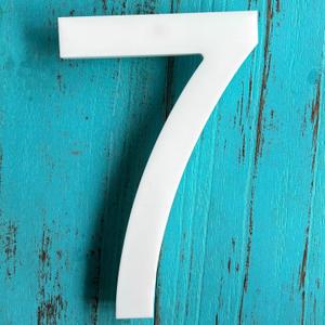 Modern 8-Inch House Numbers/Anti-fade & Rustproof Address Number for Home - Float or Flush Mounting Mailbox Number/White/Number 7