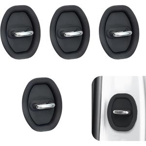 4 PCS Door Latch Lock Cover, Car Silicone Door Lock Shock Absorber Pad, Self-Adhesive Car Doors Latch Decor Guard, Universal for Most Cars (Black)