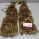 WDIRARA Women's Faux Fur Halter Vest Sleeveless Tie Backless Fuzzy Tank Top Rave Party Sexy Y2K , size medium
