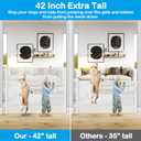 42 Inch Extra Tall Retractable Baby Gates with Reinforced Strips 55 Inch Wide Outdoor Retractable Dog Gate No Sag Extra Tall Baby Gate for Doorway Anti-Scratch Mesh Gates for Kids or Pets, White