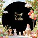 6.6 FT Black Round Backdrop Cover for Circle Balloon Arch Stand Stretchy Circle Arch Backdrop Covers for Wedding Arch Baby Shower Birthday Party Photo Shoot Photography Arch Background Decorations