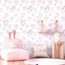 Pink Peel and Stick Wallpaper 17.3"x120" Modern Heart Vinyl Contact Paper Self Adhesive Removable Love Wallpaper DIY for Bedroom Girls Room Decoration Baby Nursery Room Wall Decals