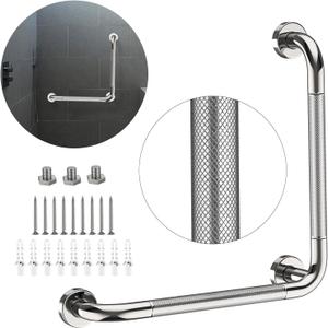 Polished Chrome Angled Grab Bar 16x16 Inch, L-Shaped Grab Bars for Shower